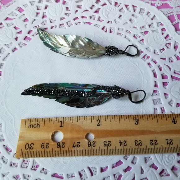 Genuine Abalone Shell Paved Crystal Earrings - Picture 4 of 4